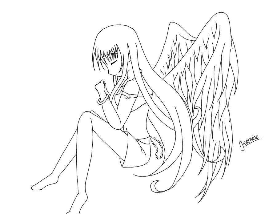 900x695 Anime Angel Coloring Pages