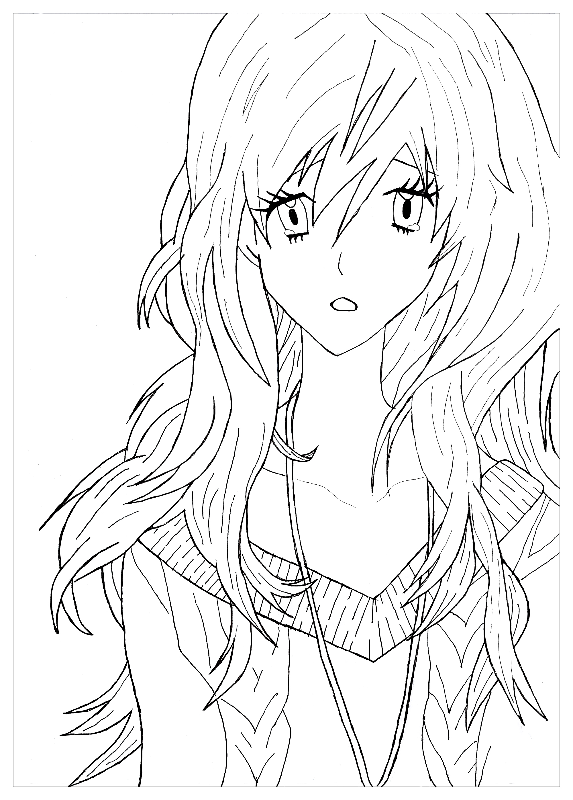 2000x2791 Manga Sad Girl