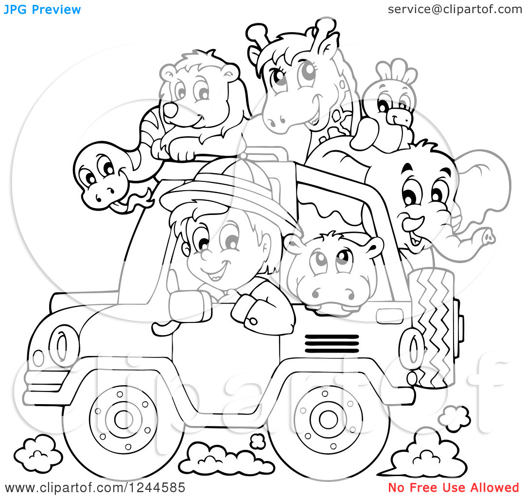 1080x1024 Safari Jeep Coloring Page