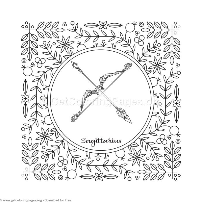 700x700 Sagittarius Zodiac Element Coloring Pages