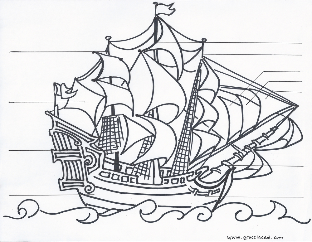 Sailing Ship Coloring Pages