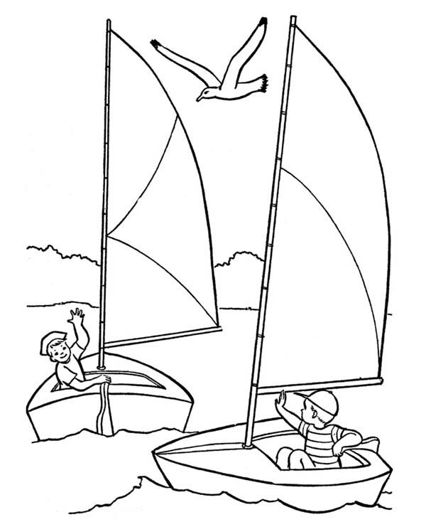 600x734 Sailing Boat Coloring Pages For Kids On Drawn Sailing Ship