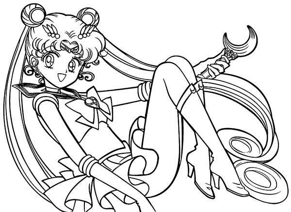 600x437 Sailor Moon Silver Moon Christal Power Coloring Page Color Luna
