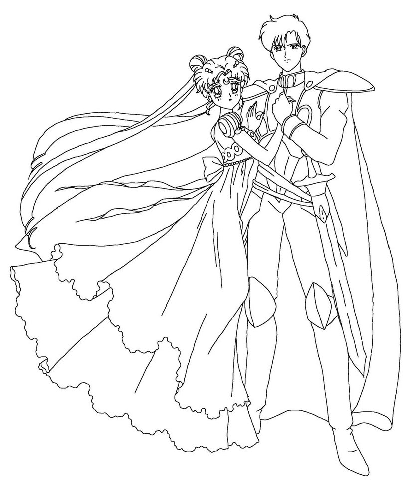 830x963 Energy Sailor Moon Group Coloring Pages Serenity And Endymion Page