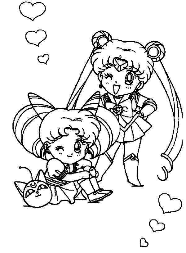600x815 Sailor Moon And Sailor Chibi Moon Coloring Page Color Luna Sailor