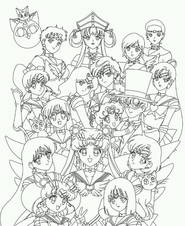 588x720 Sailor Moon Group Coloring Pages Coloriage Sailor Moon Coloring
