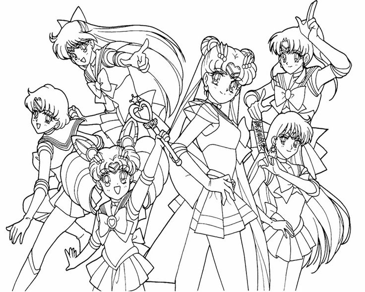 736x589 Sailor Moon Group Coloring Pages Impressive Sailor Moon Coloring