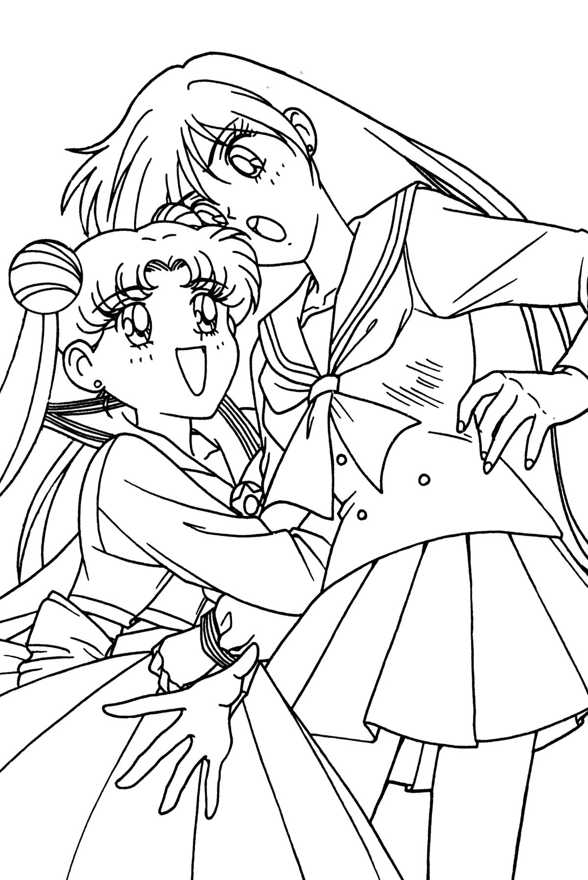 1200x1797 Sailor Moon Series Coloring Pages Usagi And Rei Group Everyday