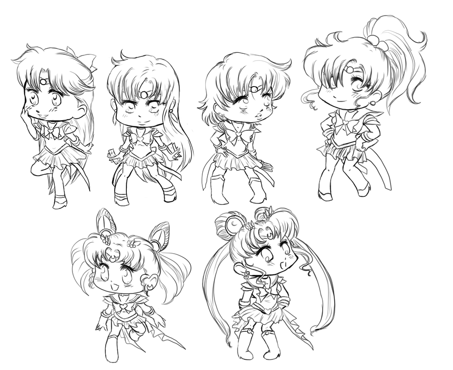 900x735 Sailormoon Chibis Lineart By Artofwrath On Lineart
