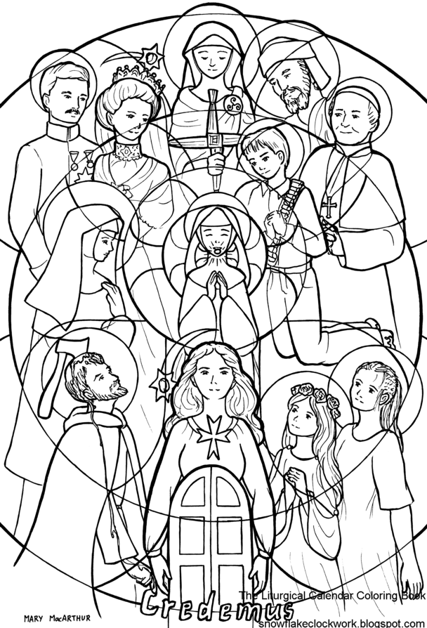 608x894 Santas Y Santos Del Bendecid Al Colorear Coloring