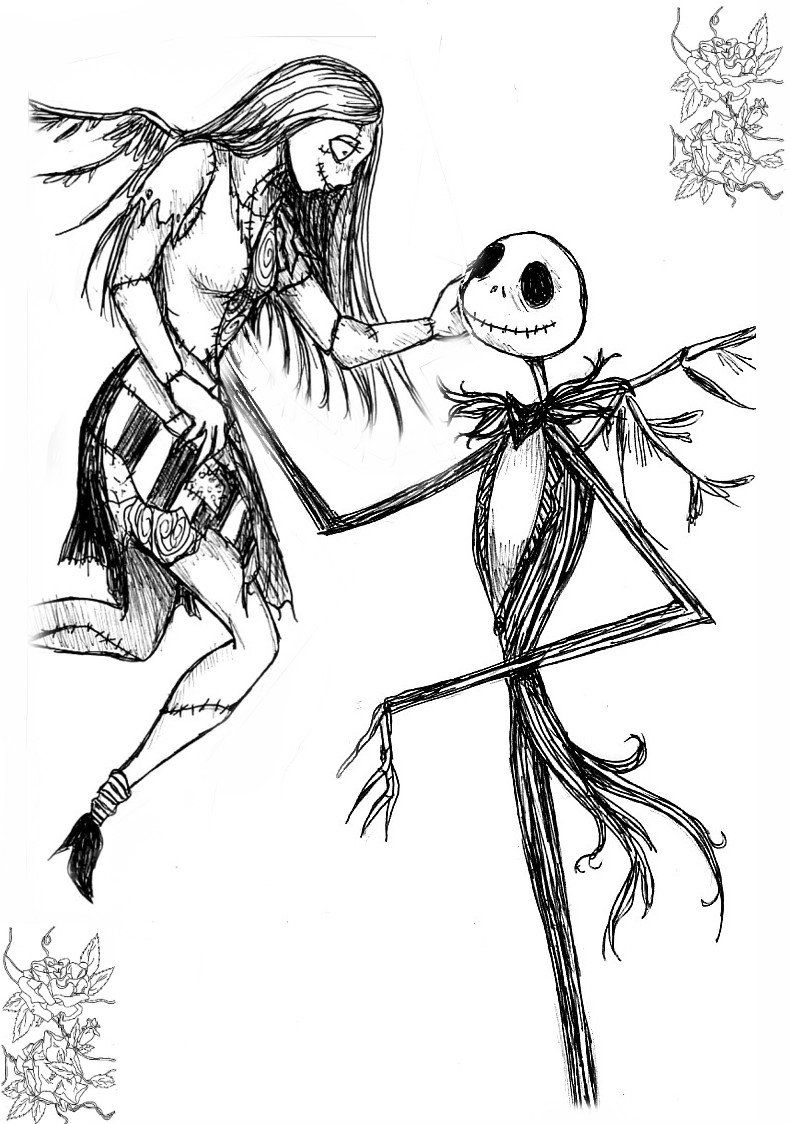 790x1124 For Jack And Sally Nightmare Before Christmas Coloring Pages
