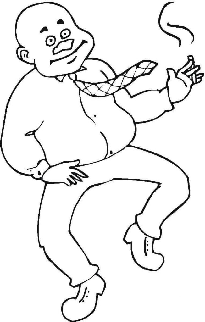 652x1024 Bald Man Is Dancing Salsa Free Coloring Page