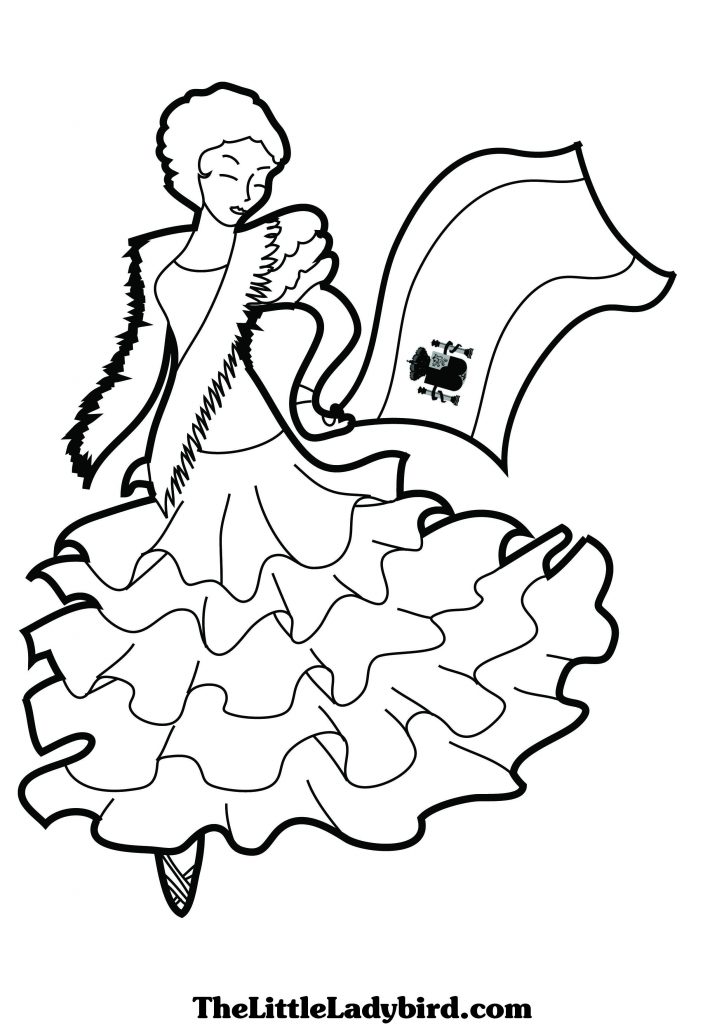 724x1024 Spanish Woman Dancing Flamenco Coloring Page 1 For Kids Impressive