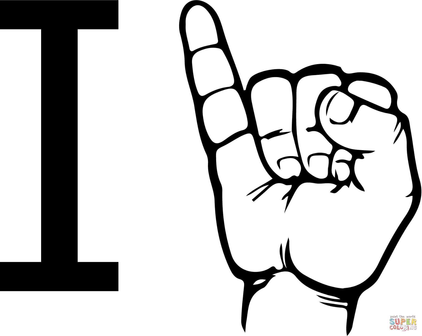 1796x1432 Letter I Coloring Pages Asl Sign Language Letter Page Adult