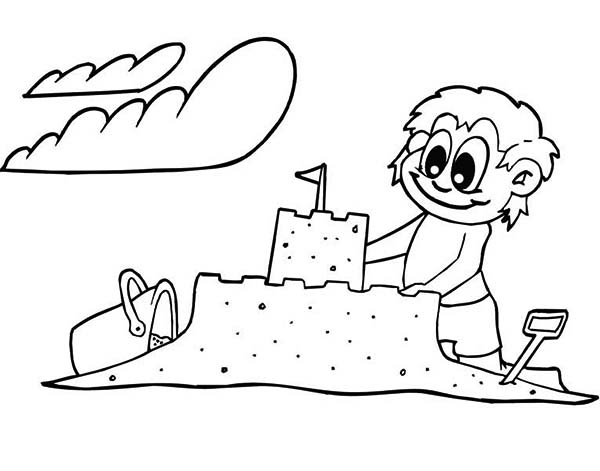 600x471 Creative Sand Castle Coloring Page