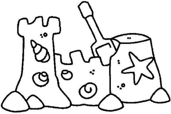 600x401 Sand Castle With Clamshell Ornament Coloring Page