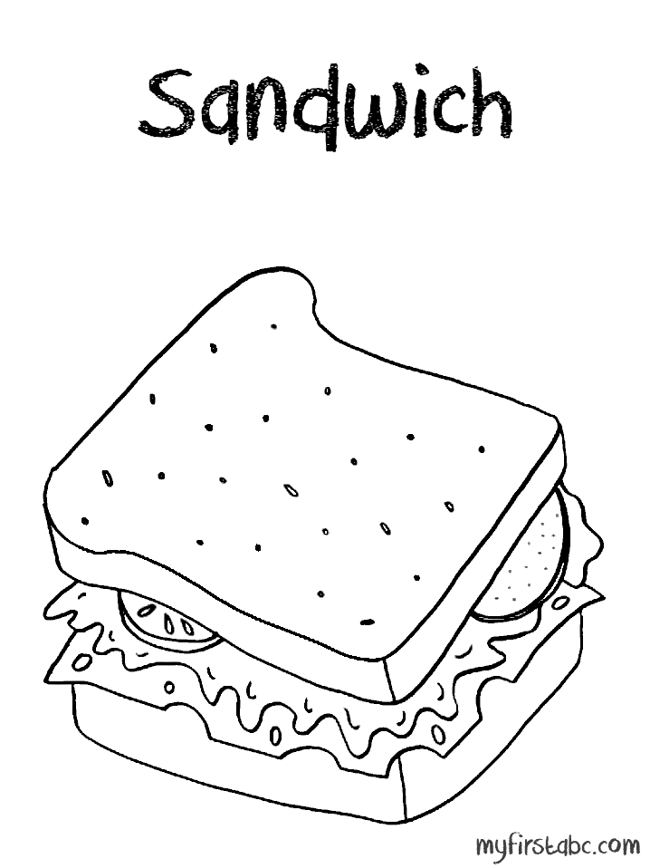 718x958 Sandwich Coloring Page