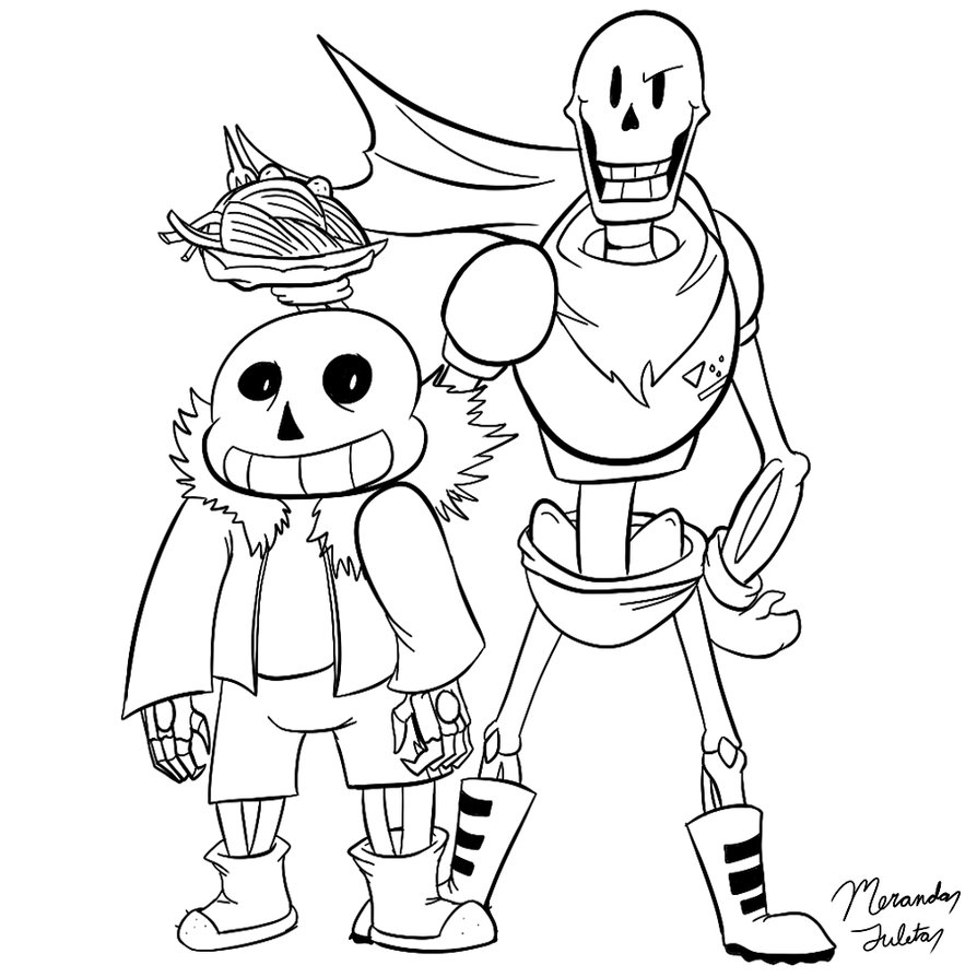 894x894 Sans And Papyrus Coloring Page By Dragonfire1000
