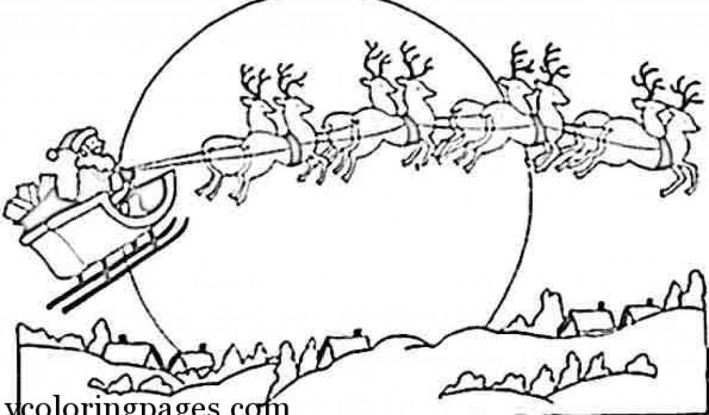 1024x600 Christmas Coloring Pages Santa And Reindeer Santa And Reindeer