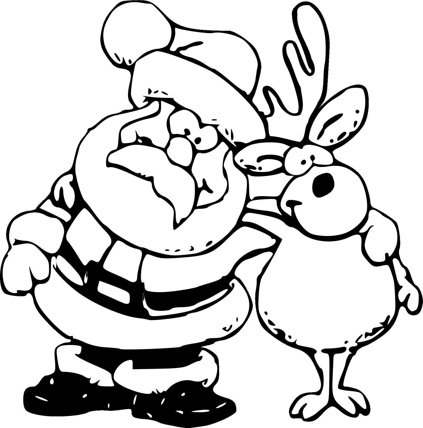 1745x1767 Clipart Santa And Reindeer Coloring Page Also Learnfree Me