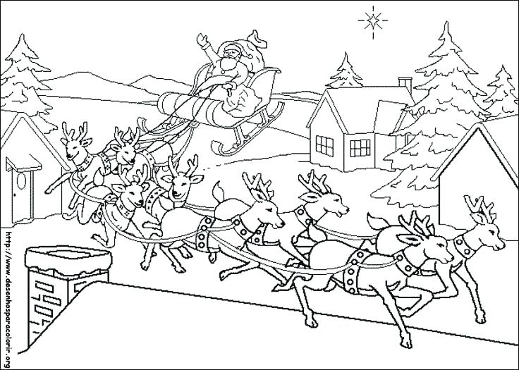 736x525 Santa And Reindeer Coloring Page And His Dad Reindeer Coloring
