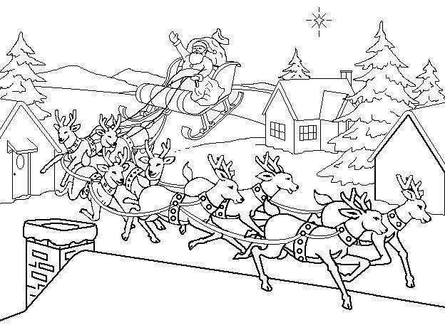 624x464 Santa's Reindeer Coloring Pages