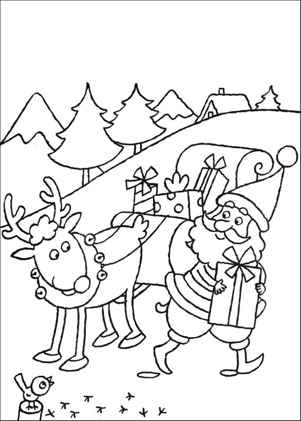 1196x1675 Team Of Reindeer And Santa In His Sleigh Flying Above The Globe