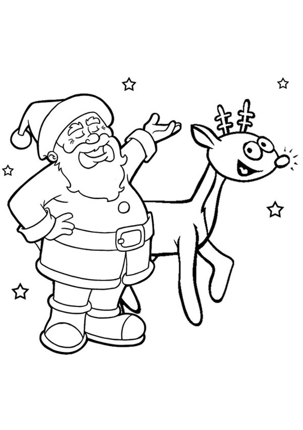 600x850 Free Online Santa Amp Rudolph Colouring Page