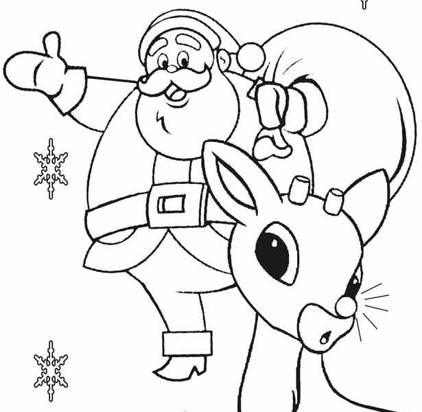 615x600 Rudolph Santa Colouring Pages Coloring Pages