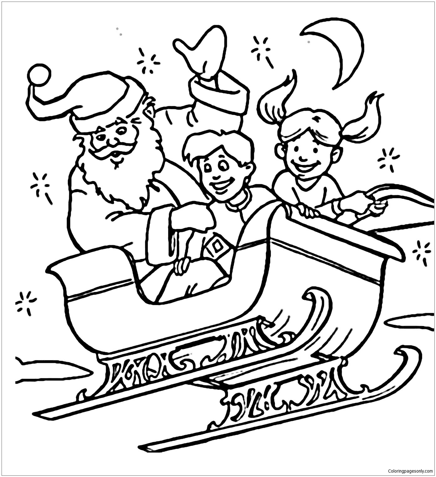 1393x1522 Santa Claus On Sleigh Coloring Pages For Kids Freecolorngpages.co