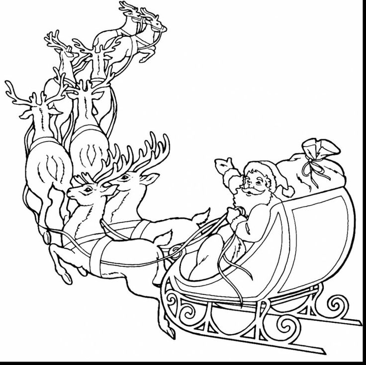 Santa Claus And Reindeer Coloring Pages