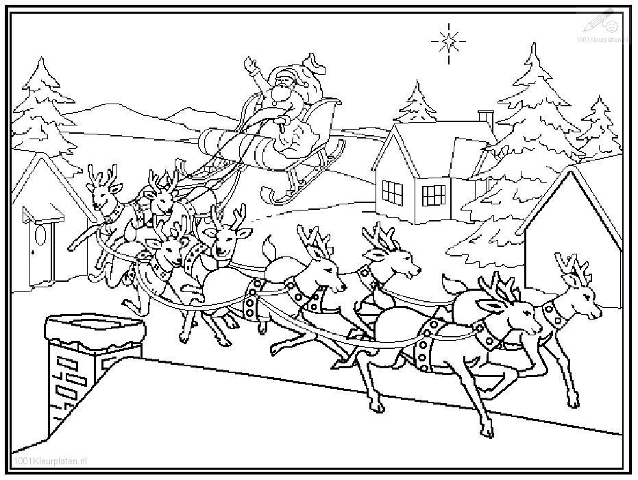 931x700 Santa In Sleigh Coloring Pages Download And Print For Free