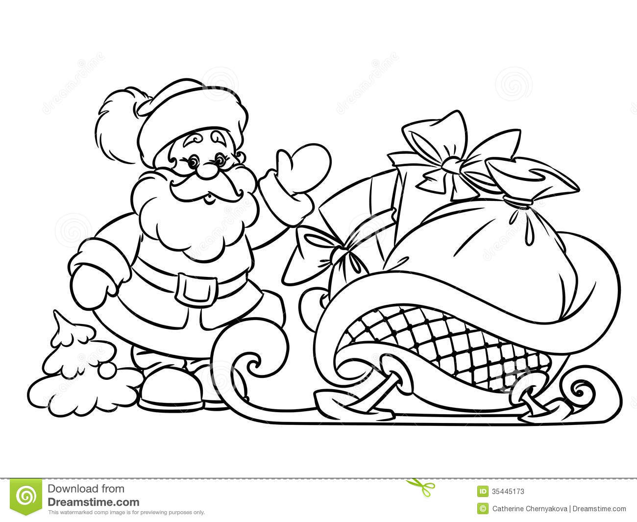 1300x1065 Coloring Pages Santa Claus Christmas Gifts Illustration Contour