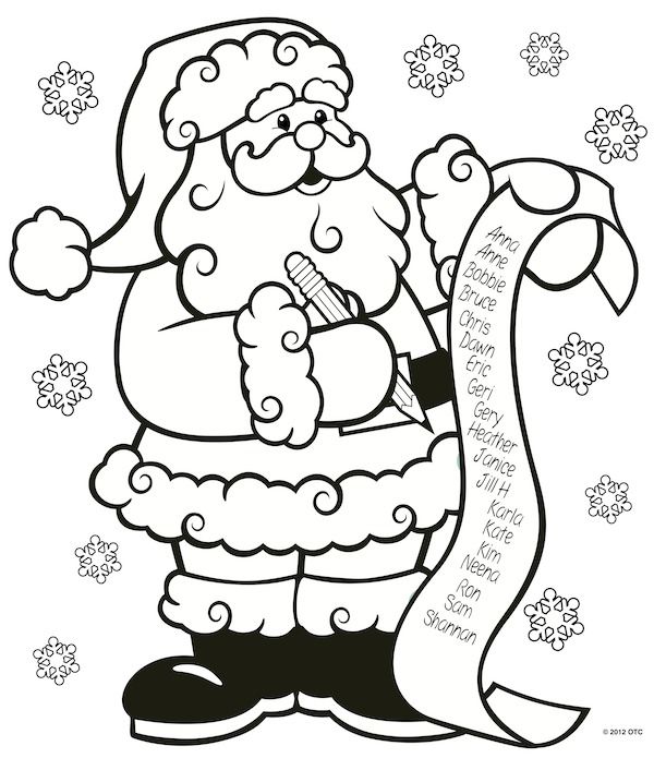 Santa Coloring Pages For Kids