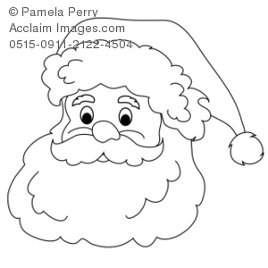 300x300 Clip Art Illustration Of A Santa Claus Face Coloring Page