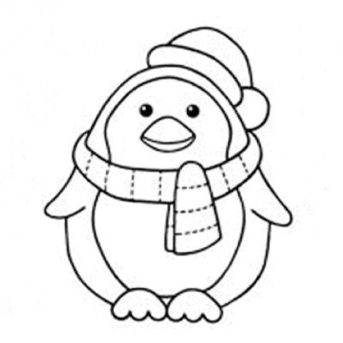700x700 Penguin On Ice Wearing A Santa Hat Coloring Page For Kids