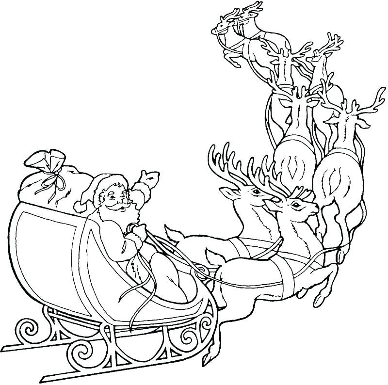 800x794 Santa In Sleigh Coloring Page Sleigh Coloring Page Coloring Pages