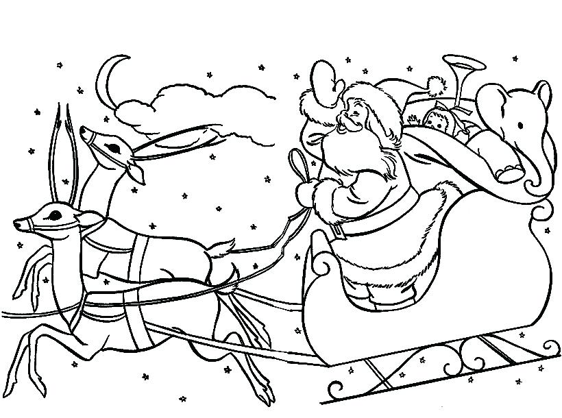 820x610 Santa Sleigh Coloring Page