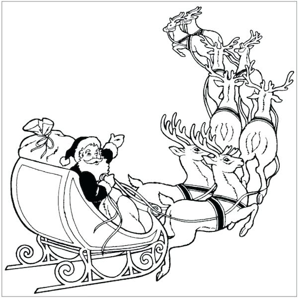 600x600 Santa Sleigh Coloring Page And His Sleigh Free Printable Coloring