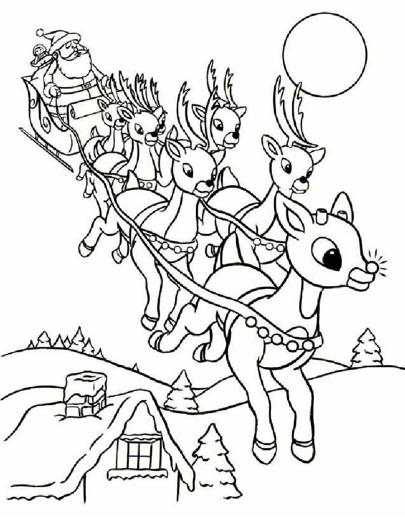800x1034 Santa Sleigh Coloring Pages