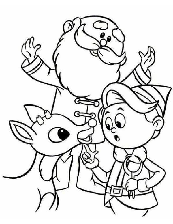 600x776 Rudolph Santa And Hermey In Elf Coloring Page Color Luna
