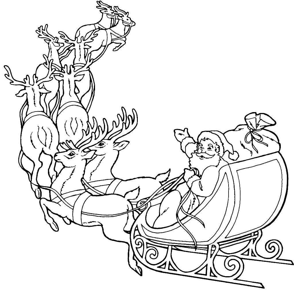 1024x1023 Best Of Santa With Reindeer Coloring Pages Free Coloring Pages