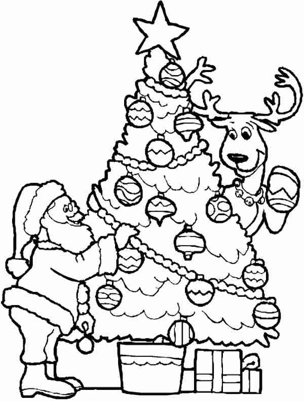 600x790 Christmas Tree And Santa Coloring Page Point For Alluring