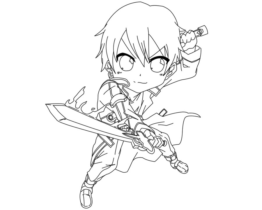 900x720 Kirito Coloring Pages Lineart Sword Art Onli On Sao Coloring Pages