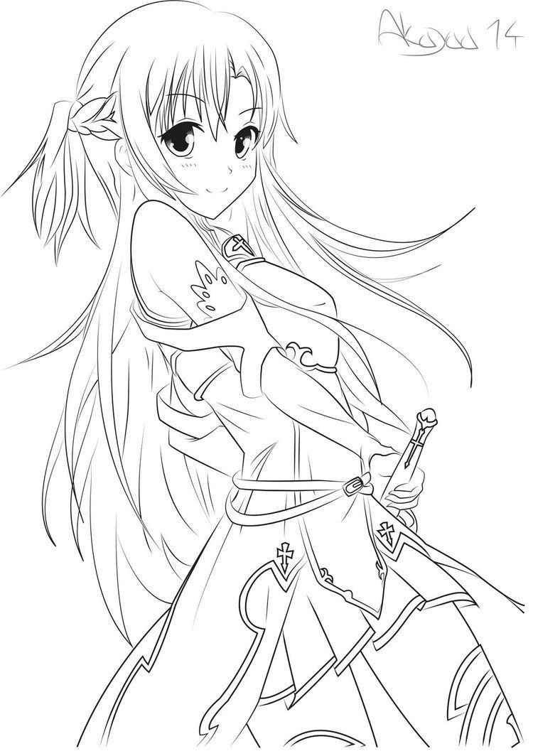 750x1064 The Best Sword Art Online Coloring Pages Paginone Biz Pic