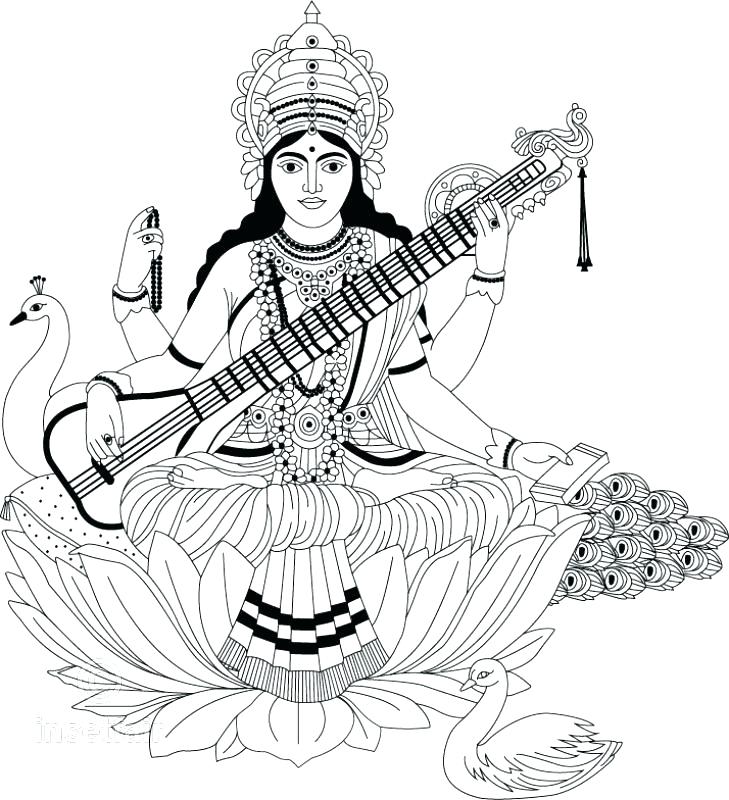 729x800 Goddess Saraswati Coloring Pages Coloring Pages Colouring Pages