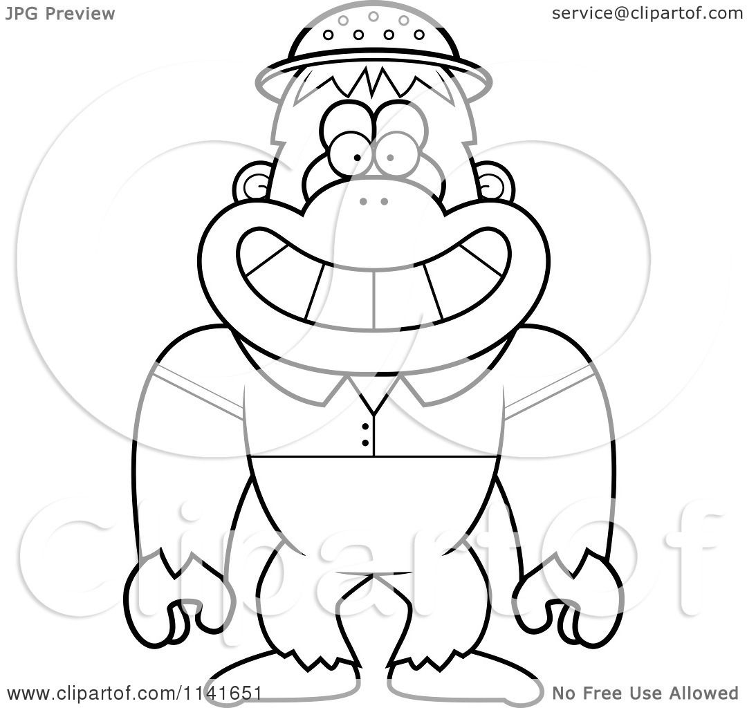 1080x1024 Cartoon Clipart Of A Black And White Bigfoot Sasquatch Explorer