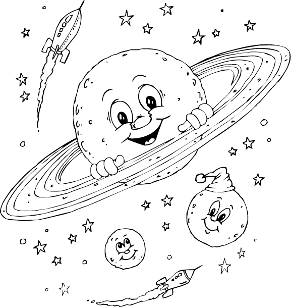 577x608 Planet Saturn Coloring Page