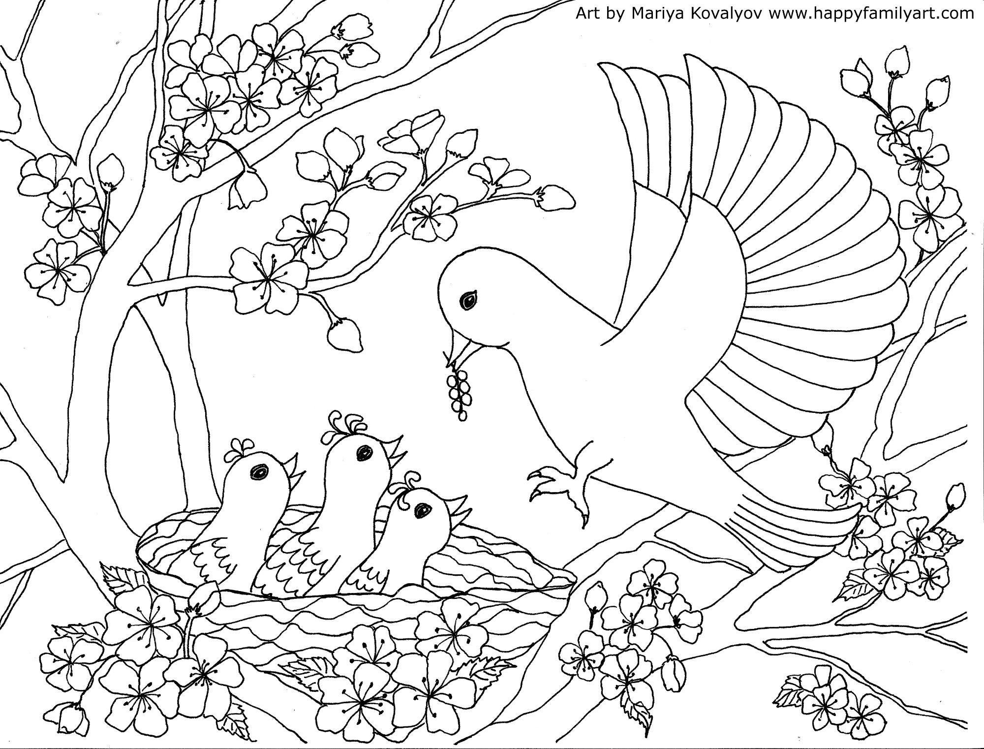 2000x1522 Better Pointillism Coloring Pages Birds Page
