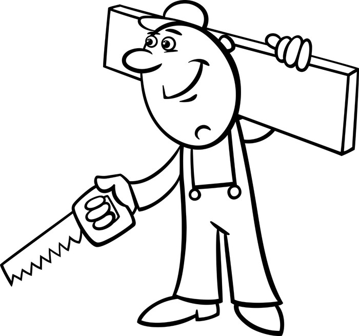 700x655 Worker With Saw Coloring Page Wall Mural We Live To Change